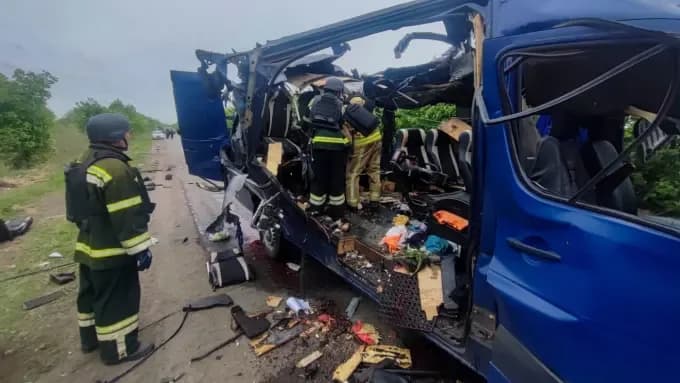 Russian Drone Attack on bus kills 9 in Ukraine, Hours after Peace talks